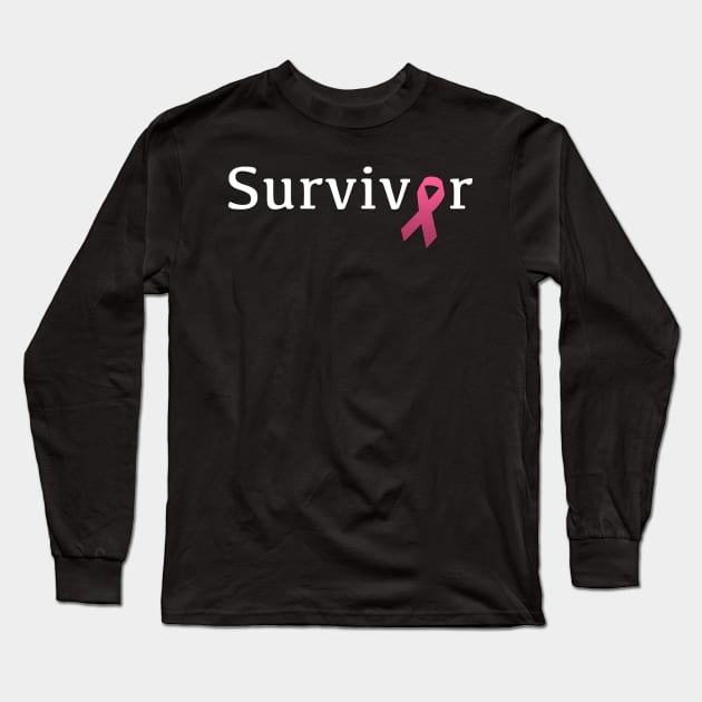 Survivor - Pink ribbon design Long Sleeve T-Shirt by mangobanana